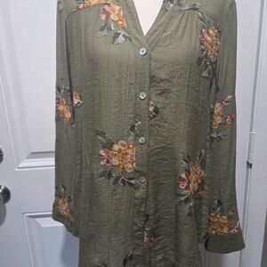 Fig and Flower Olive Floral Dress